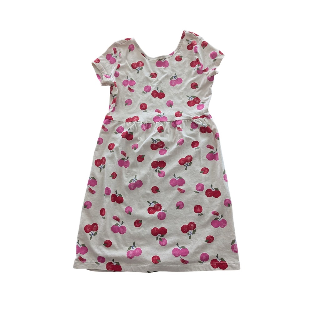 Carters Girls Pink Red Cherry Print Cotton Jersey Dress Size 12 School NEW
